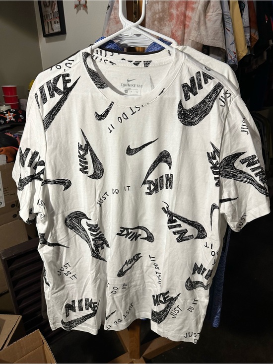Nike Other - Nike Sportswear All-Over Print Just Do It T-Shirt White Black